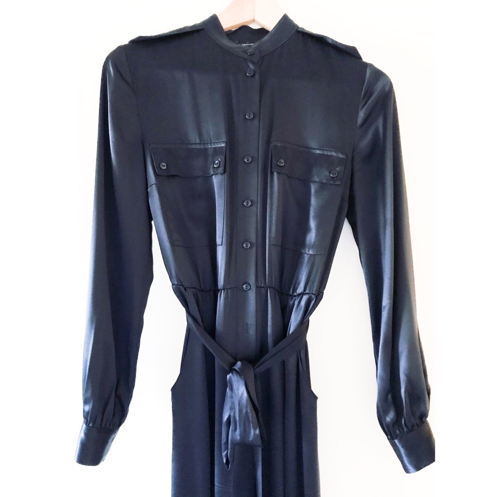 Blue Satin Belted Jumpsuit Size 2